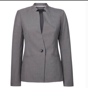 Banana Republic Long and Lean Gray Blazer Stand Collar